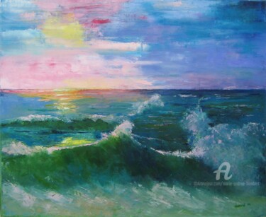 Peinture intitulée "Ecume" par Marie Andrée Hembert, Œuvre d'art originale, Huile Monté sur Châssis en bois