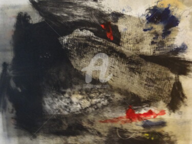 Gravures & estampes intitulée "Noir et rouge" par Jacques Stemer, Œuvre d'art originale, Monotype