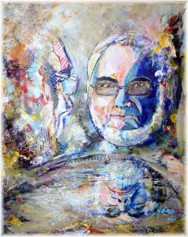 Peinture intitulée "selfie autoportrait…" par Rémy Nicolas Graphite, Œuvre d'art originale, Acrylique