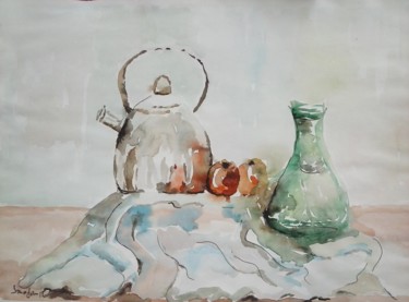 Painting titled "MRTVA PRIRODA 3" by Ljiljana Smoljan, Original Artwork, Watercolor