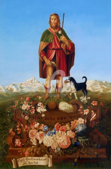 San Rocco, (Grugliasco palio della Gru) Pittura intitolato "San Rocco, (Gruglia…" da Cosimo Amedeo Eliodoro, Opera d'arte originale, Olio