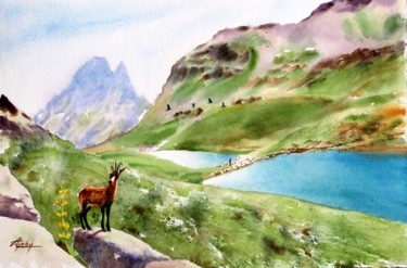 Peinture intitulée "Randonnée pyrénéenne" par Adyne Gohy, Œuvre d'art originale, Aquarelle