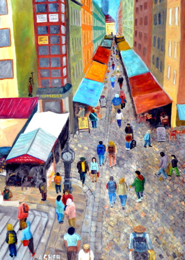 Painting titled "Dresden" by Asher, Original Artwork, Oil Mounted on Wood Stretcher frame