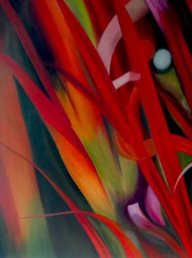 「Herbes Rouges」というタイトルの絵画 Evelyne Deuilによって, オリジナルのアートワーク, オイル