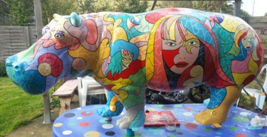 Sculpture intitulée "hippopop" par Philippe Sidot Et Charlotte Carsin, Œuvre d'art originale