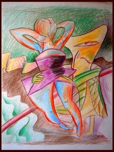 Dessin intitulée "L'amant religieux" par Pierre-Louis Torres, Œuvre d'art originale, Crayon