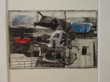 Gravures & estampes intitulée "Le petit port" par Jacques Stemer, Œuvre d'art originale, Monotype