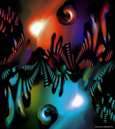 PLONGEE VOLCANIQUE Arts numériques intitulée "PLONGEE VOLCANIQUE" par Catherine Wernette, Œuvre d'art originale, Peinture numérique