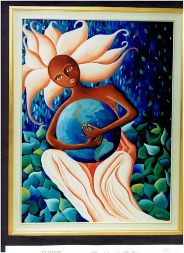 Peinture intitulée "Le monde" par Florence Diot, Œuvre d'art originale, Huile