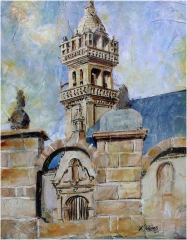Peinture intitulée "Plabennec eglise ce…" par Rémy Nicolas Graphite, Œuvre d'art originale, Acrylique