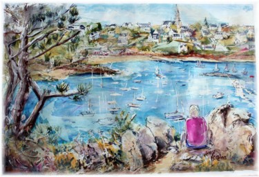 Peinture intitulée "couleur de Carantec…" par Rémy Nicolas Graphite, Œuvre d'art originale, Aquarelle