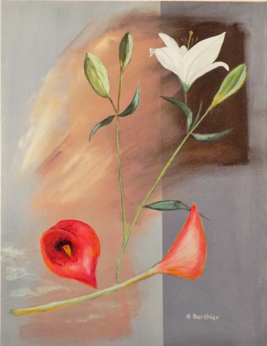 arum et lys Peinture intitulée "arum et lys" par Alain Berthier, Œuvre d'art originale, Acrylique