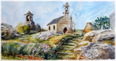 Peinture intitulée "Brignogan espace sa…" par Rémy Nicolas Graphite, Œuvre d'art originale, Aquarelle