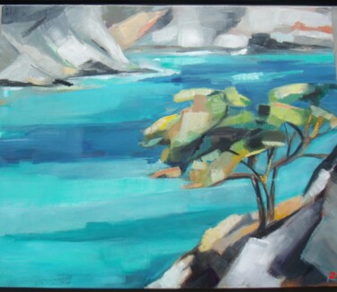 Peinture intitulée "calanque" par Catherine Cascio, Œuvre d'art originale, Huile