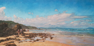 Peinture intitulée "Les promeneurs à ma…" par Rachel Loeffler, Œuvre d'art originale, Huile