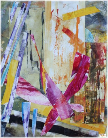Collages intitulée "couleurs de bouquet…" par Rémy Nicolas Graphite, Œuvre d'art originale, Découpages