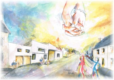 Peinture intitulée "la promesse" par Rémy Nicolas Graphite, Œuvre d'art originale, Aquarelle