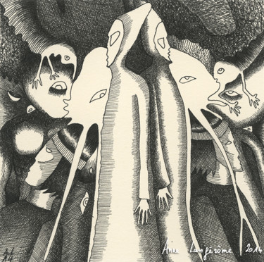 Tekening getiteld "Les mages" door Anne Langérôme, Origineel Kunstwerk, Inkt