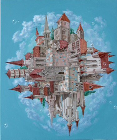 Painting titled "Asteroid" by Victor Molev, Original Artwork, Oil