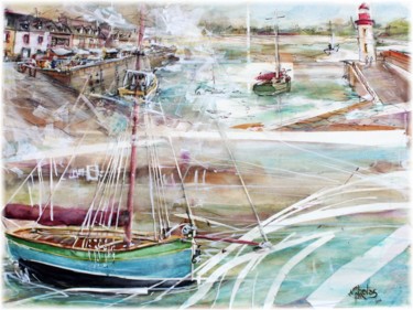 Peinture intitulée "Erquy Bretagne le p…" par Rémy Nicolas Graphite, Œuvre d'art originale, Aquarelle