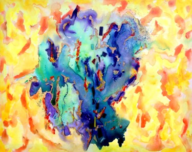 Oasis - Vue aérienne 绘画 标题为“Oasis - Vue aérienne” 由Artstudio29, 原创艺术品, 丙烯 安装在木质担架架上