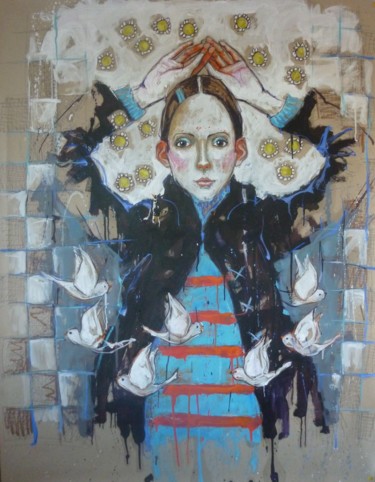 Peinture intitulée "dès potron-minet l'…" par Catherine Cornec, Œuvre d'art originale, Huile