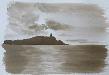 Peinture intitulée "The Beacon" par Véronique Crombé, Œuvre d'art originale, Encre