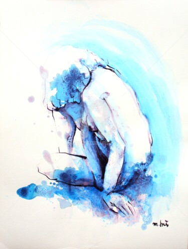 Drawing titled "Aurore" by Monick Bres, Original Artwork, Ink