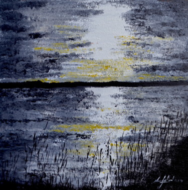 Peinture intitulée "coucher d'étang" par Jean-Louis Gaillard, Œuvre d'art originale, Acrylique