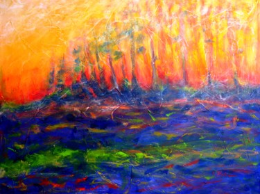 Forêt au coucher du soleil / Forest at Sunset 绘画 标题为“Forêt au coucher du…” 由Artstudio29, 原创艺术品, 丙烯 安装在木质担架架上