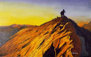 alpinistes en haute montagne Peinture intitulée "alpinistes en haute…" par Alain Berthier, Œuvre d'art originale, Acrylique