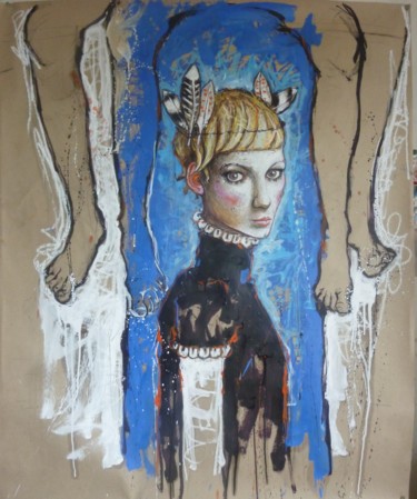 Peinture intitulée "picorer de petites…" par Catherine Cornec, Œuvre d'art originale, Huile