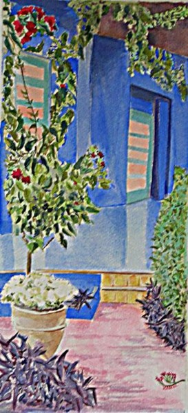 Peinture intitulée "villa majorelle" par Nadege Frazié, Œuvre d'art originale, Huile