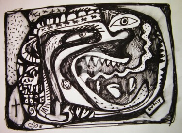 Dessin intitulée "Black Anita" par Bruno Antony-Thouret (bruno antony), Œuvre d'art originale, Marqueur