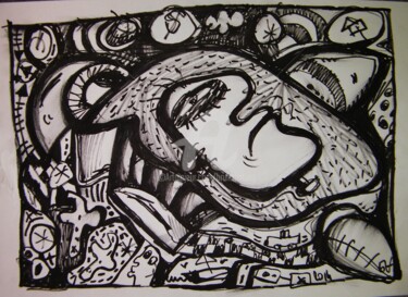 Dessin intitulée "the first drawing" par Bruno Antony-Thouret (bruno antony), Œuvre d'art originale, Marqueur