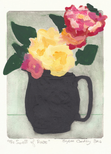 Prenten & gravures getiteld "The Smell of Roses" door Sophie Cordery, Origineel Kunstwerk