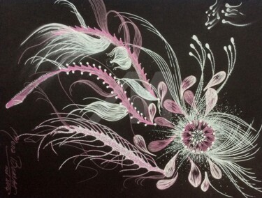 Dessin intitulée "Fleur d'Ô VI" par Mona Bessaa, Œuvre d'art originale, Encre