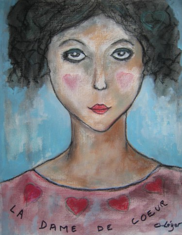 Pintura intitulada "DAME DE COEUR" por Christine Leger, Obras de arte originais, Acrílico