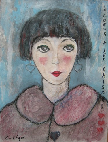 Pintura intitulada "LE COEUR A SES RAIS…" por Christine Leger, Obras de arte originais, Acrílico