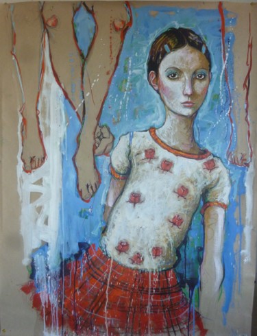 Peinture intitulée "picorer de petites…" par Catherine Cornec, Œuvre d'art originale, Encre