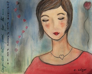 Pintura intitulada "CUPIDON EST PASSE P…" por Christine Leger, Obras de arte originais, Acrílico
