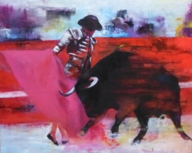 Peinture intitulée "Corrida I" par Marie Andrée Hembert, Œuvre d'art originale, Huile