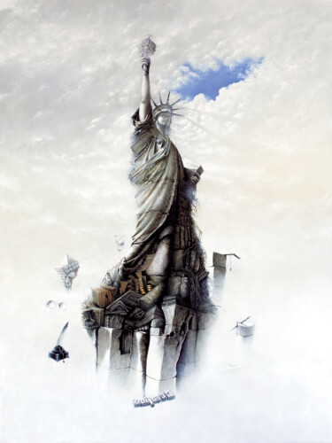 Peinture intitulée "la liberté du savoir" par Jean-Noël Riou, Œuvre d'art originale, Impression numérique Monté sur Châssis…