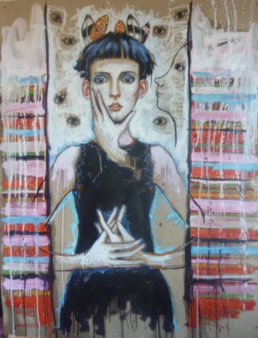 Peinture intitulée "dos fleuri" par Catherine Cornec, Œuvre d'art originale, Huile