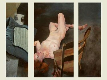 femme couchée Peinture intitulée "femme couchée" par Mathieu Weemaels, Œuvre d'art originale, Huile