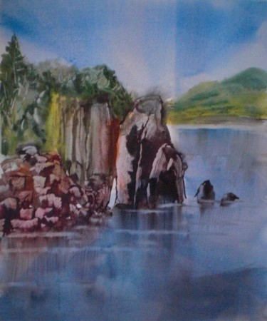 Pintura intitulada "the rock" por Giorgio Gosti, Obras de arte originais, Aquarela