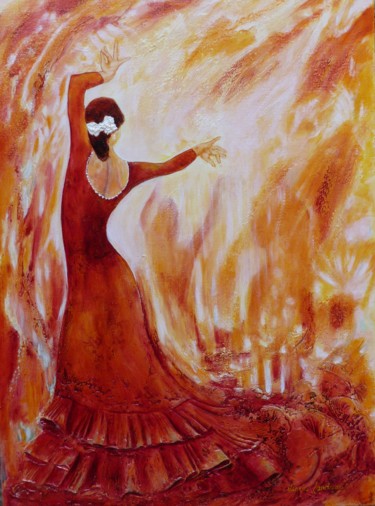 flamenca "la liane" 54x73 Marie Landreau Peinture intitulée "flamenca "la liane"…" par Marie Landreau, Œuvre d'art originale