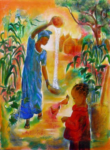 绘画 标题为“Scène africaine - V…” 由Marie Landreau, 原创艺术品