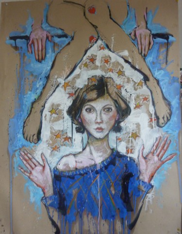 Peinture intitulée "picorer de petites…" par Catherine Cornec, Œuvre d'art originale, Huile