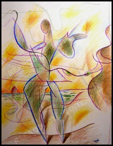 4 Figures sur une plage ( More than 4 people on the beach..) 图画 标题为“4 Figures sur une p…” 由Pierre-Louis Torres, 原创艺术品, 孔戴